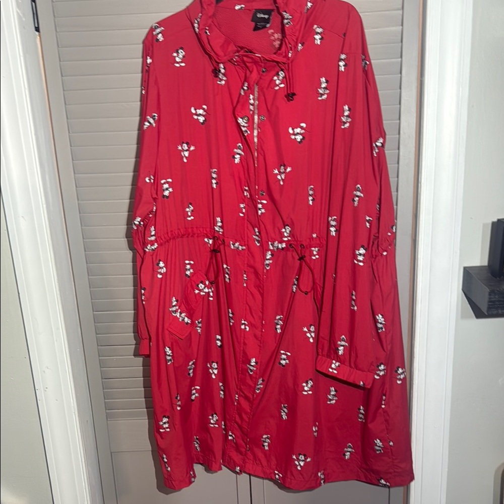 Disney Red Mickey and  Minnie  Tie-Waist Trench Coat